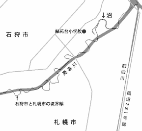 石狩市と札幌市の境界線は、川と一致していません。