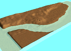 砂丘地形と旧河川復元図（海水面1m上昇）